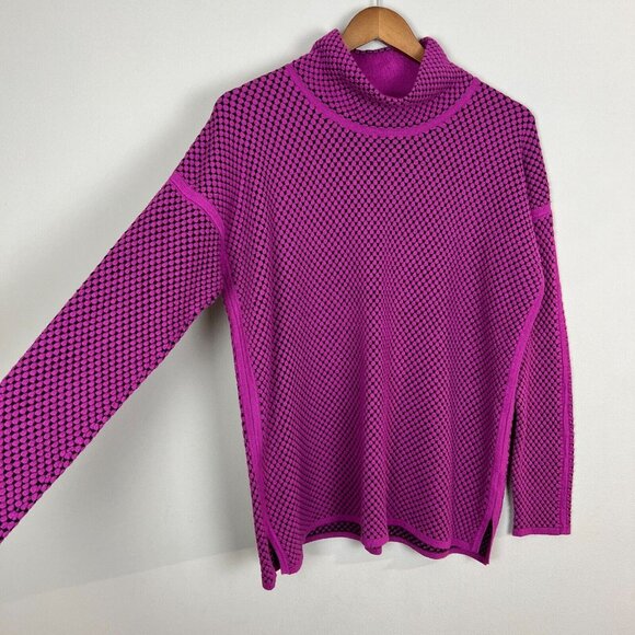 Elena Wang Sweater Womens Large Purple -Pink Textured High Neck Long Sleeve Knit - Picture 5 of 9